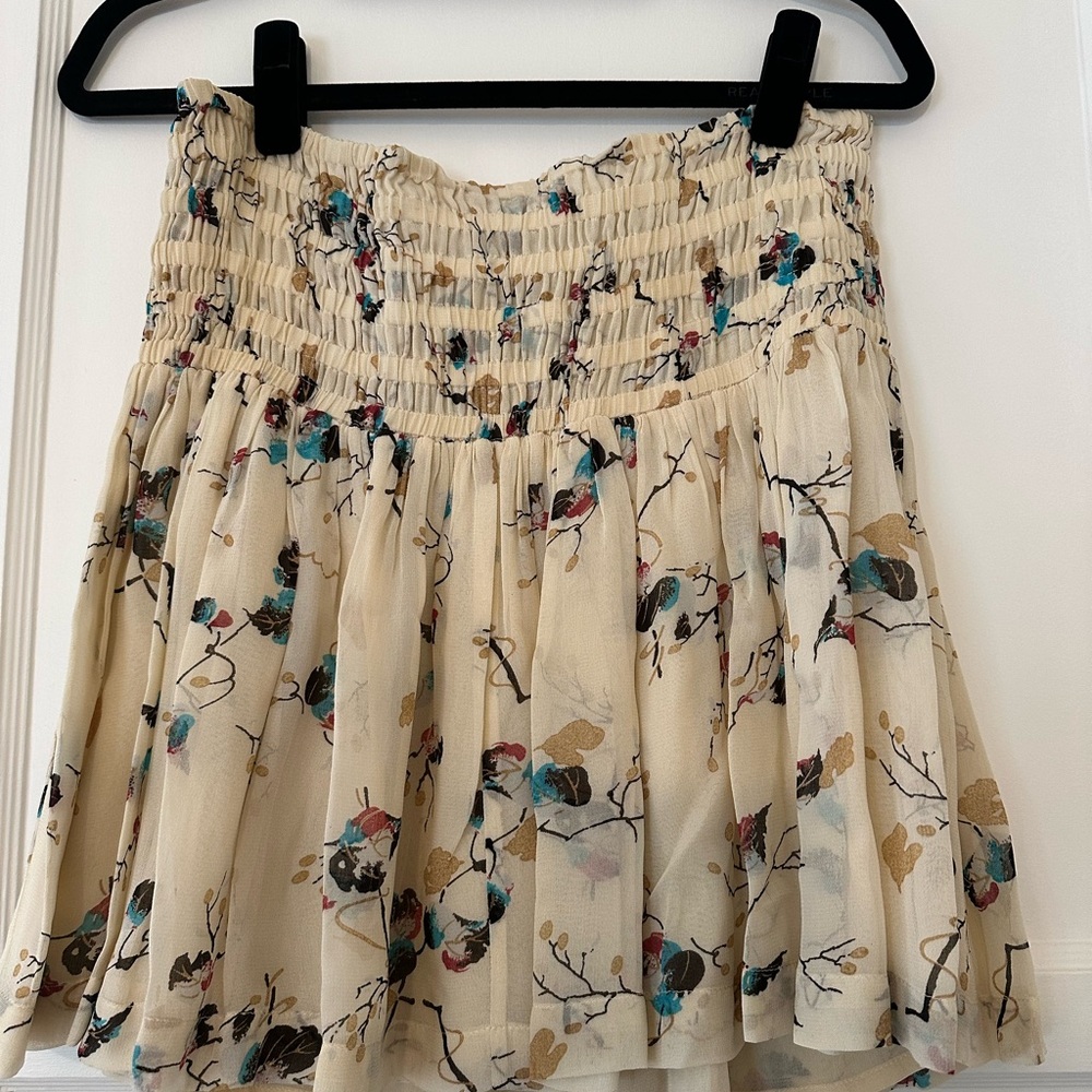 Floral Print Beige Skirt